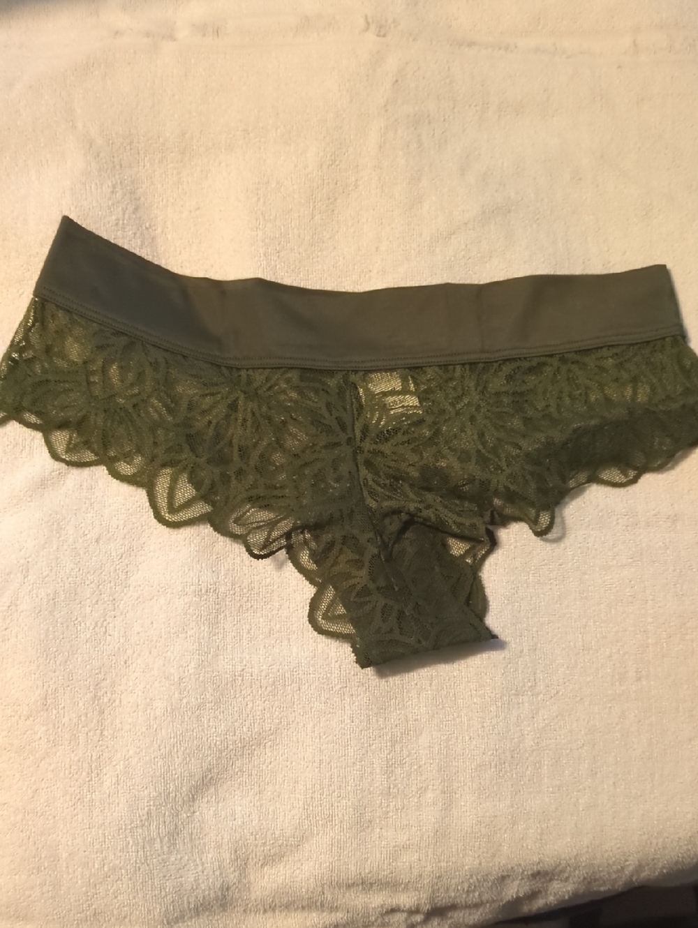 PINK Victoria's Secret Olive Green Lace Hipster